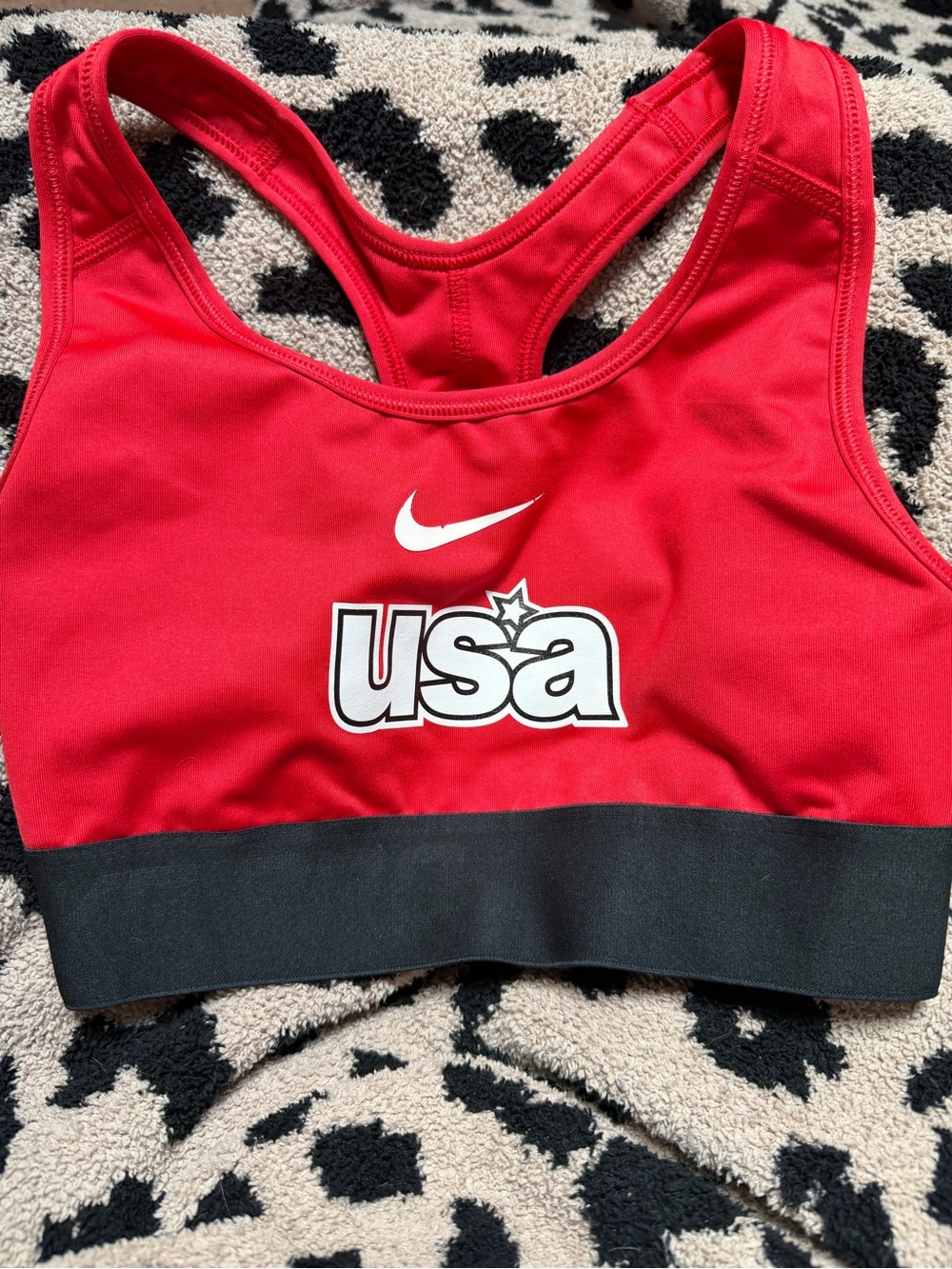 Nike Red and Black USA Racerback Sports Bra